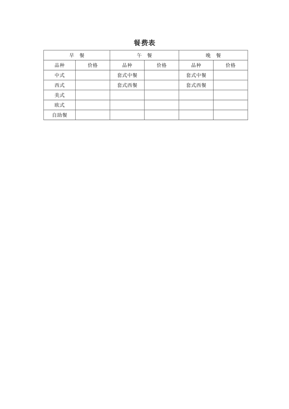 《新编》某饭店客人预订报告及餐具申请表3_第1页