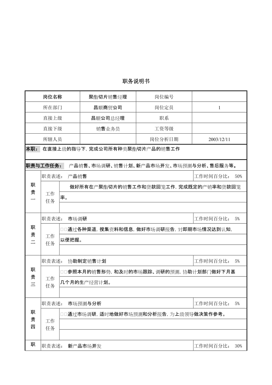 《新编》销售部岗位职责大全汇总5_第1页