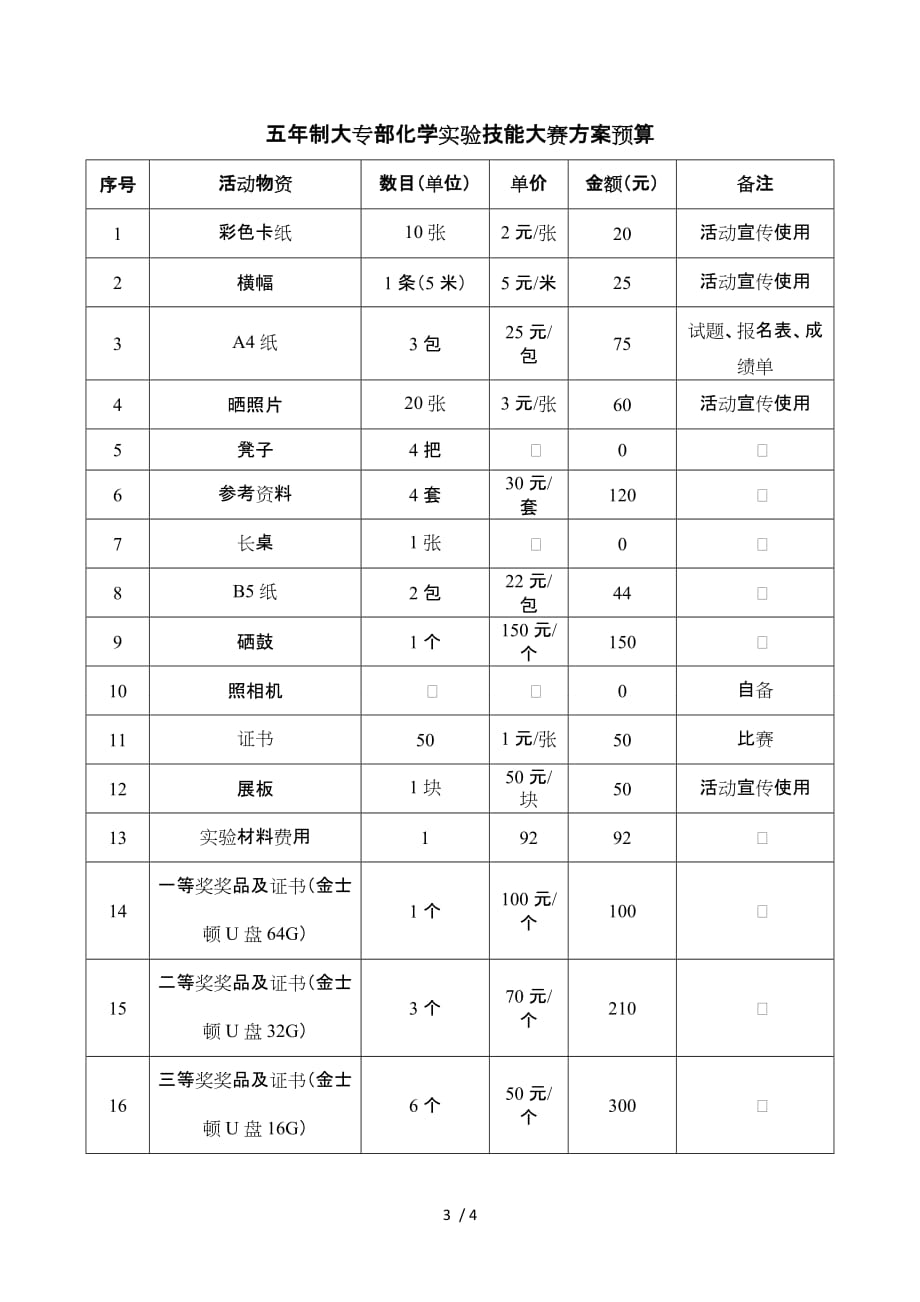 化学实验技能大赛活动方案_第3页