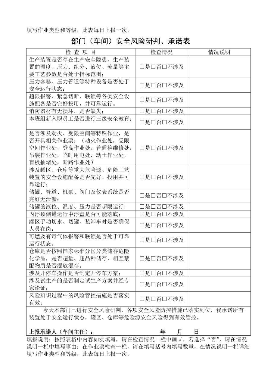 公司安全风险研判、承诺表.doc_第2页