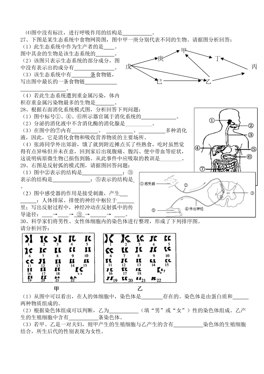 湖南省长沙市初中生物会考模拟试题 苏科版（通用）_第3页