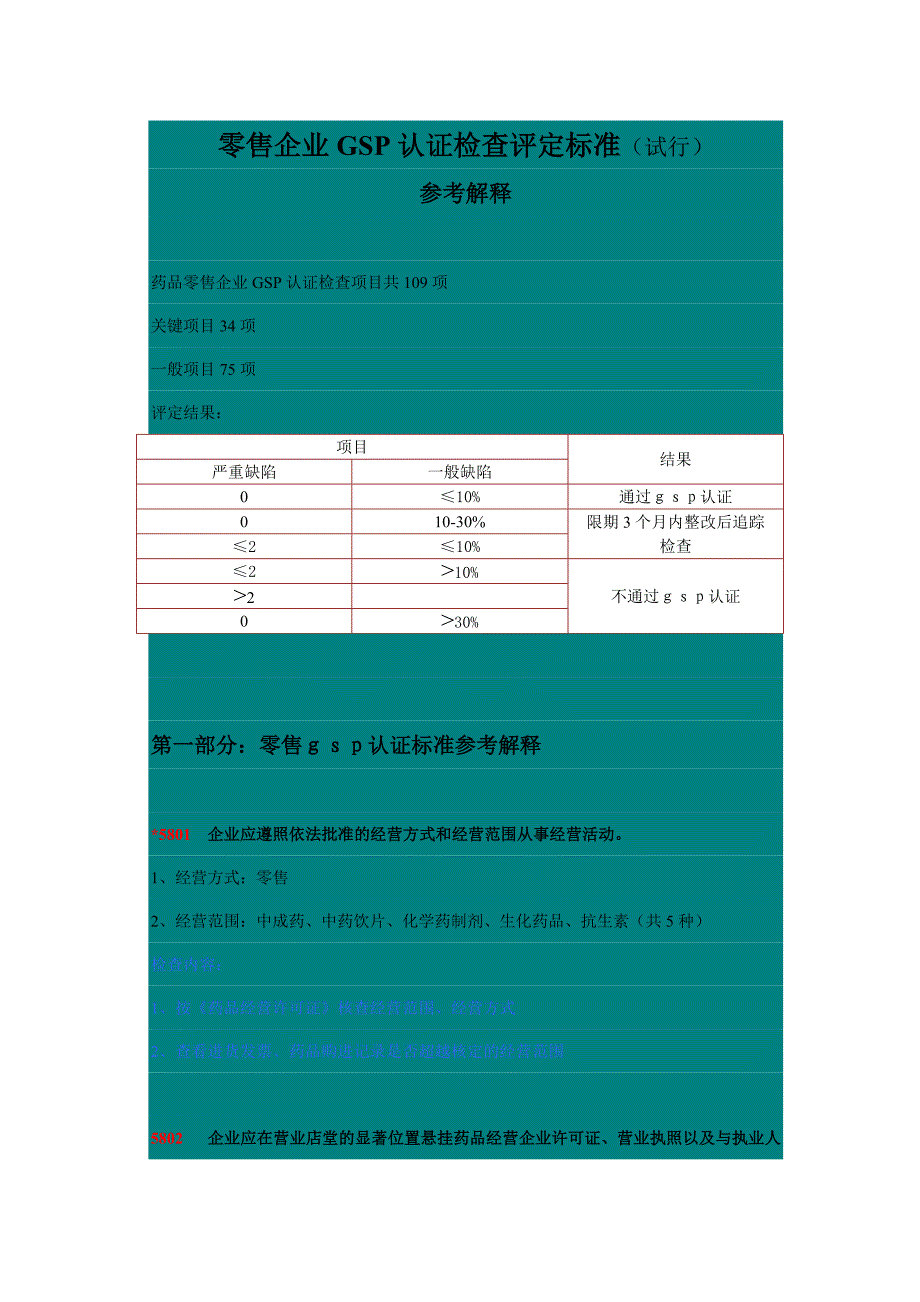 《新编》零售企业GSP认证检查评定标准试行_第1页