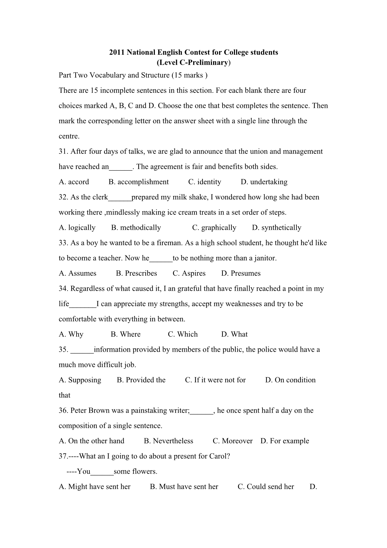 全国大学生英语竞赛C类试题及答案.doc_第1页