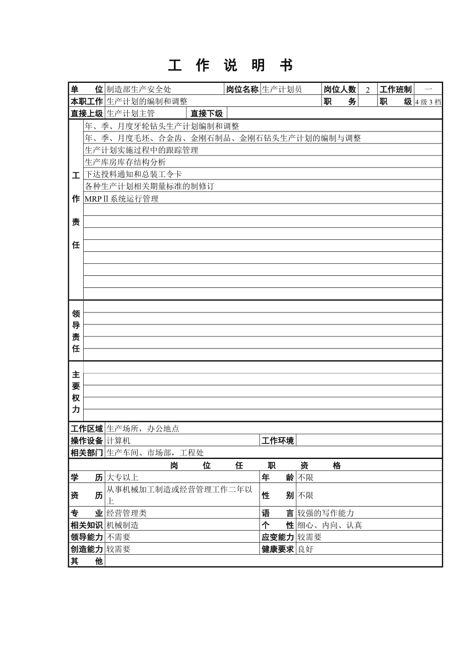 《新编》生产部岗位说明书汇编10_第4页