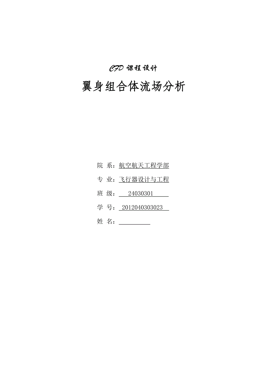 CFD课程设计说明书.doc_第1页