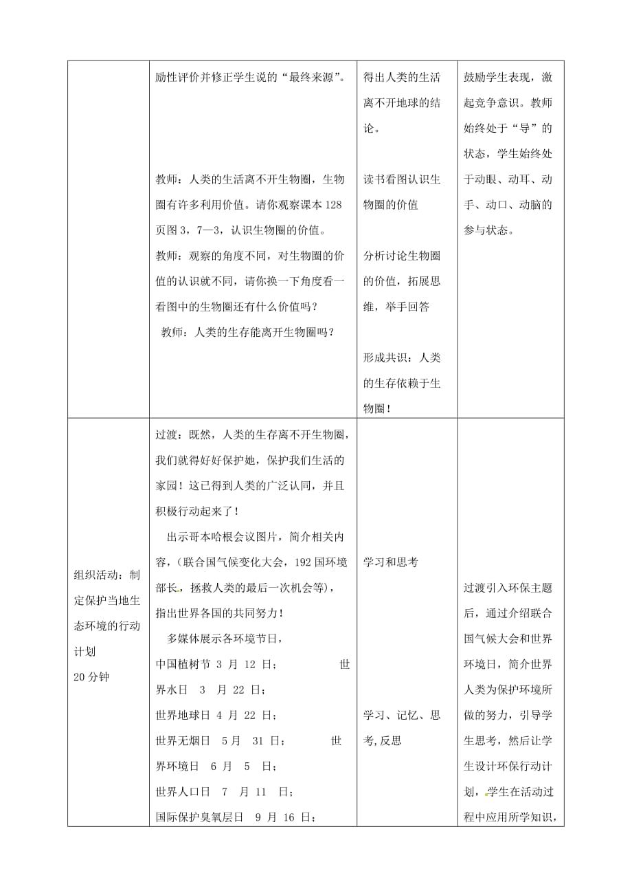 七年级生物下册 第3单元 第7章 第2节 保护我们的家园教案2 （新版）济南版（通用）_第3页