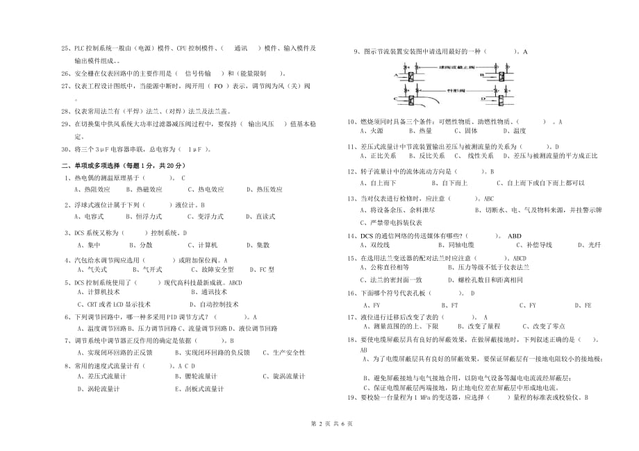 2011年初级仪表维修工理论试卷答案(标准格式).doc_第2页