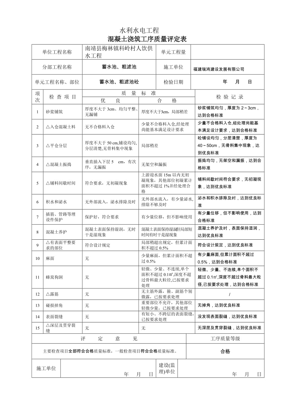 混凝土单元工程质量评定表.doc_第3页