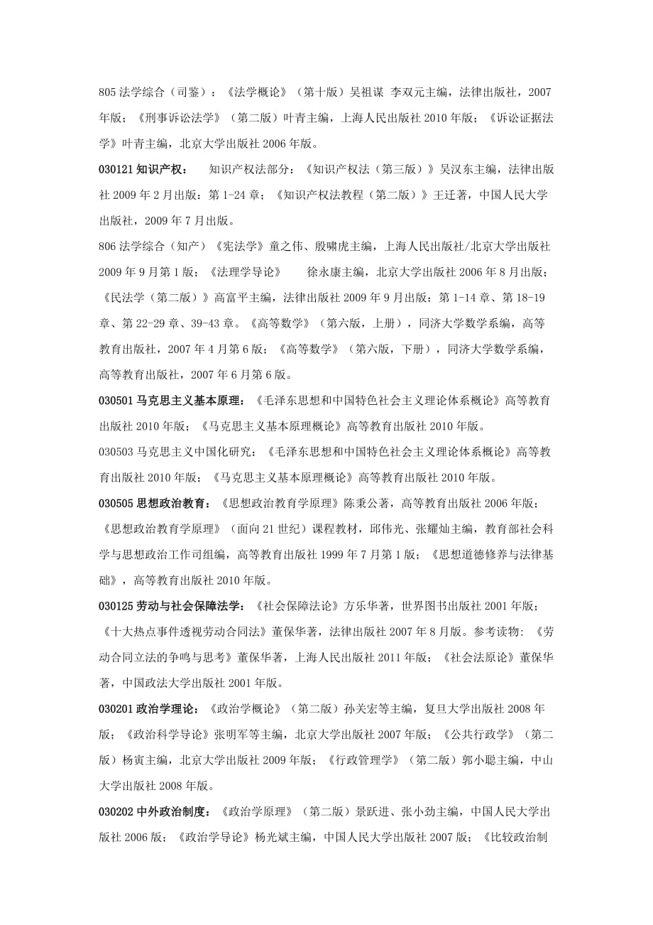 2012华东政法研究生考试参考书目.doc_第3页
