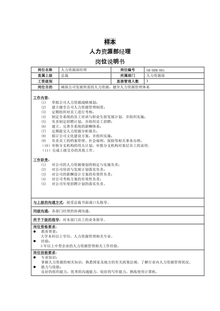 《新编》某集团部门岗位说明书手册28_第1页