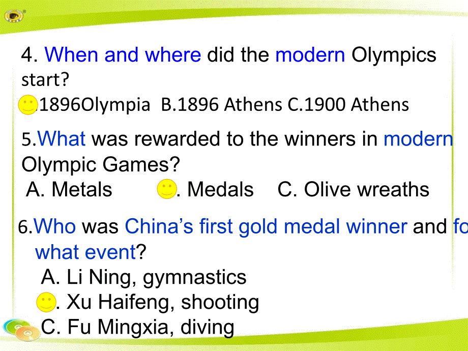 Lesson34Modern Olympics公开课优质课课件_第4页