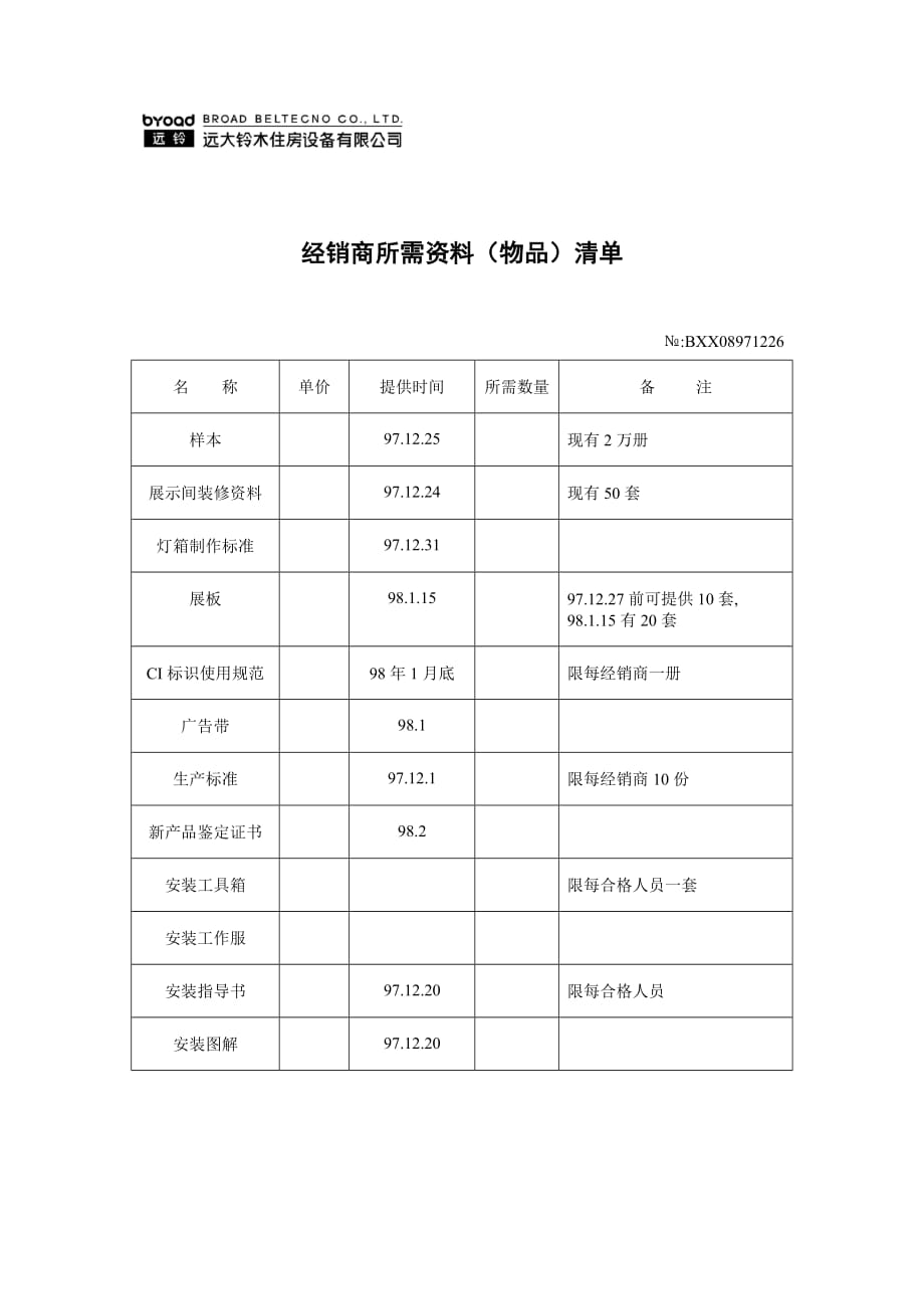 《新编》远铃住房设备公司经销商管理制度全套资料41_第1页