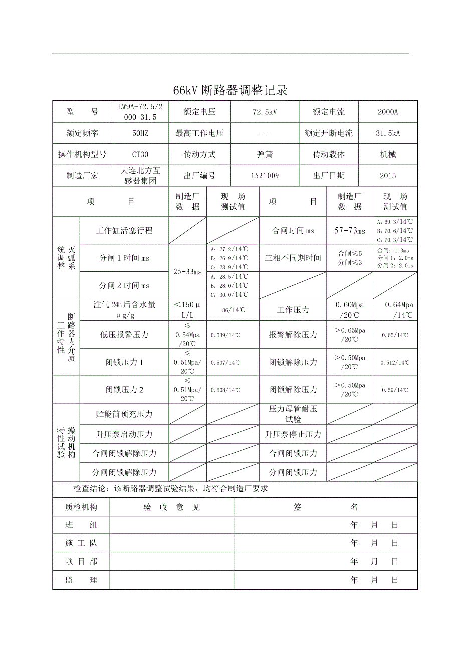 断路器、隔离开关安装调整记录.doc_第3页