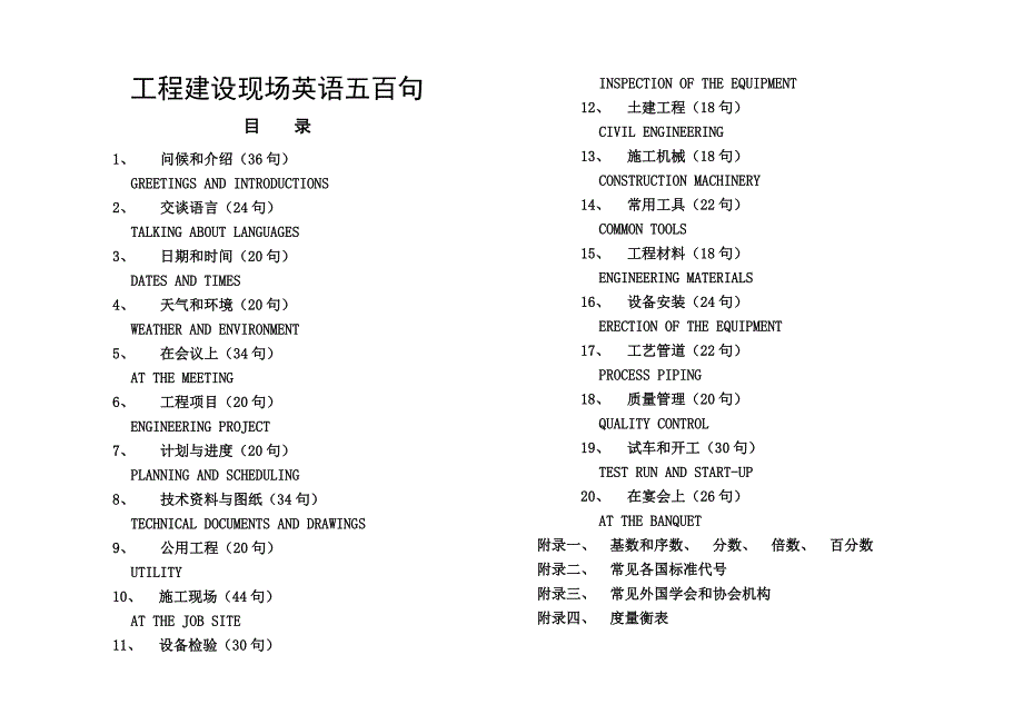 工程建设现场英语五百句.doc_第1页