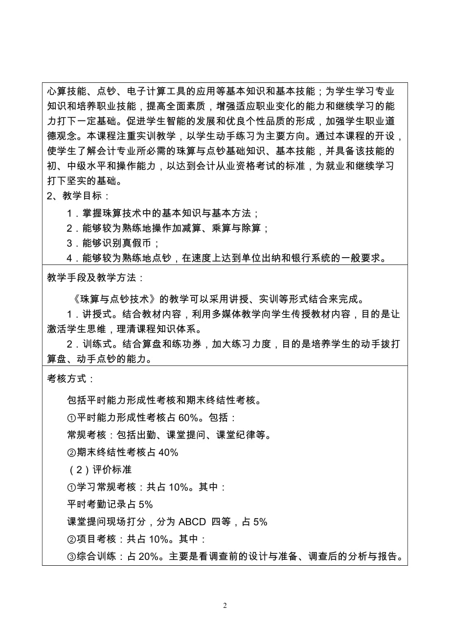 《珠算与点钞》课程教学计划表.doc_第2页