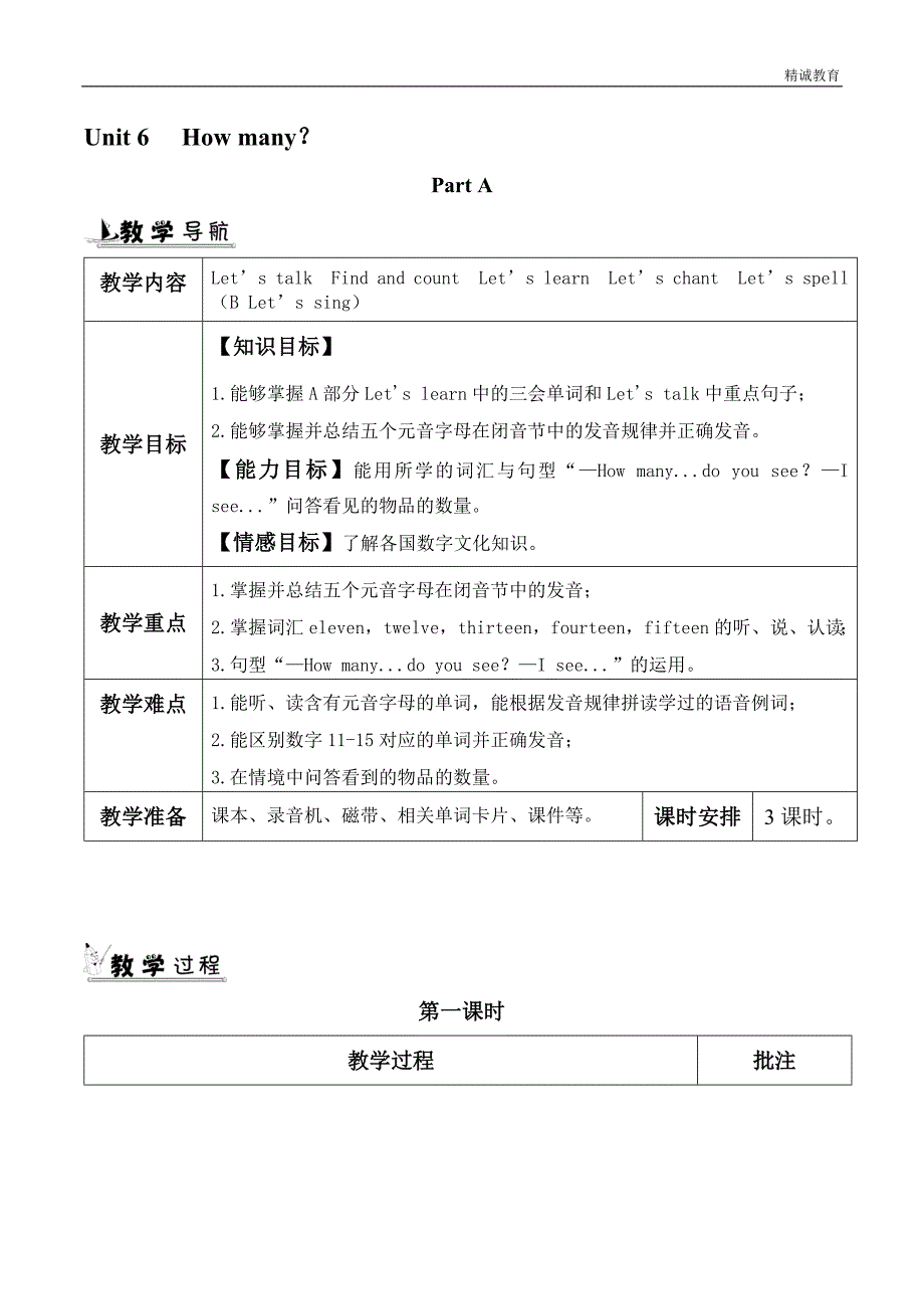 人教版三年级下册英语Unit 6教案（一）_第1页