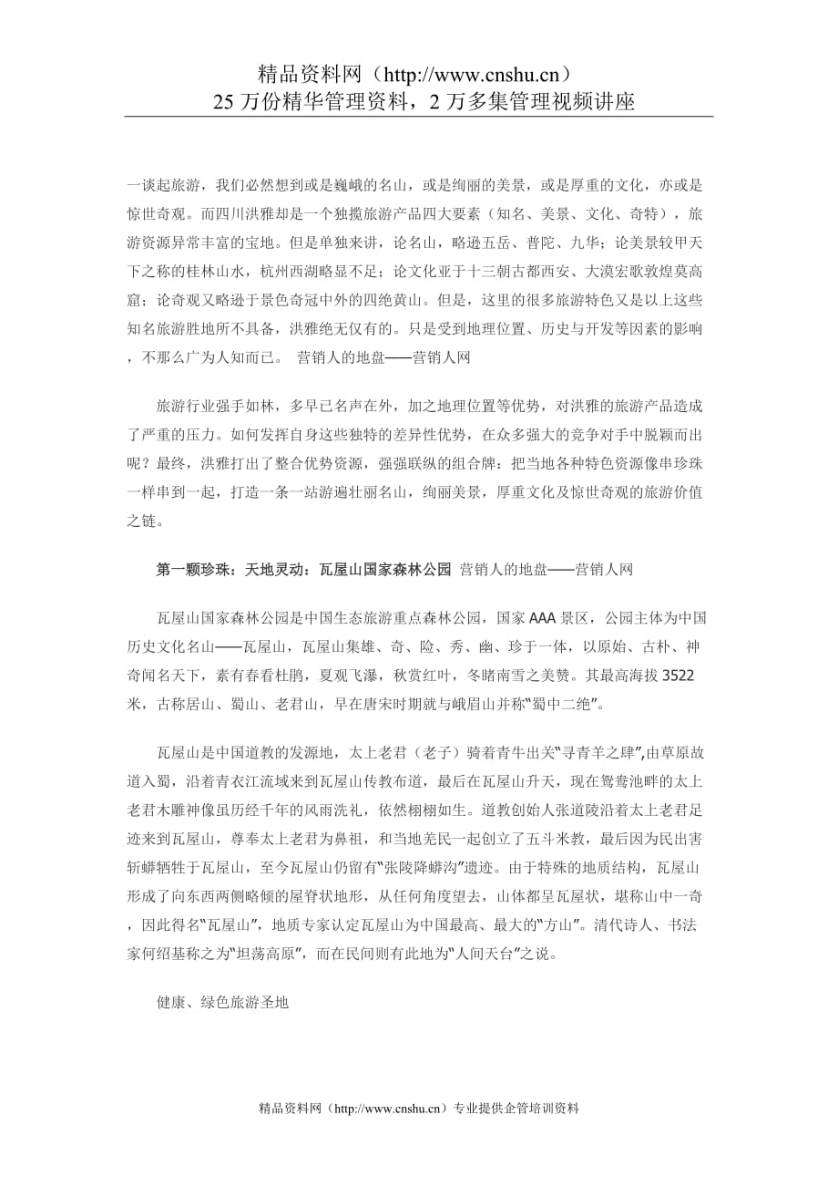(2020年）(营销案例）四川洪雅旅游营销策划案例_第1页