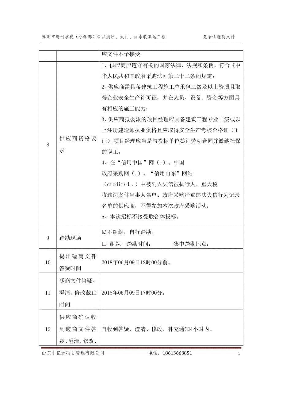 滕州市冯河学校（小学部）公共厕所、大门、雨水收集池工程招标文件_第5页