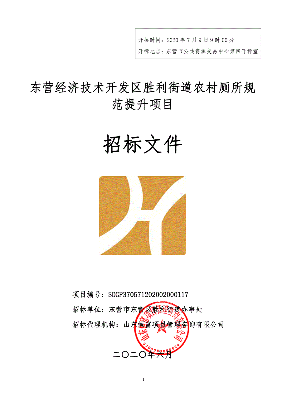 胜利街道农村厕所规范提升项目招标文件_第1页