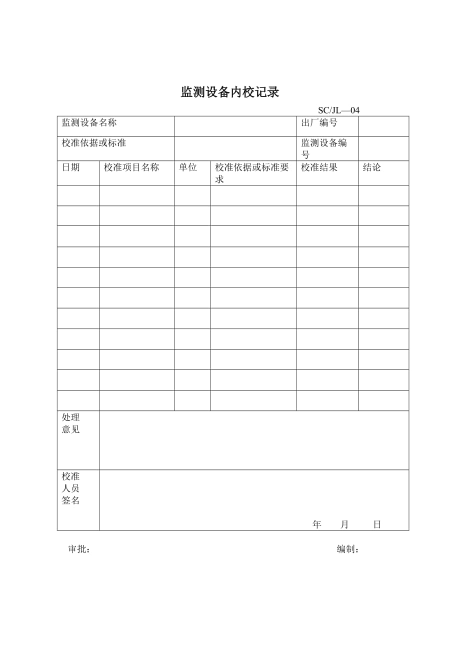 （2020）（设备管理）检测设备一览表、内部检定记录_第4页