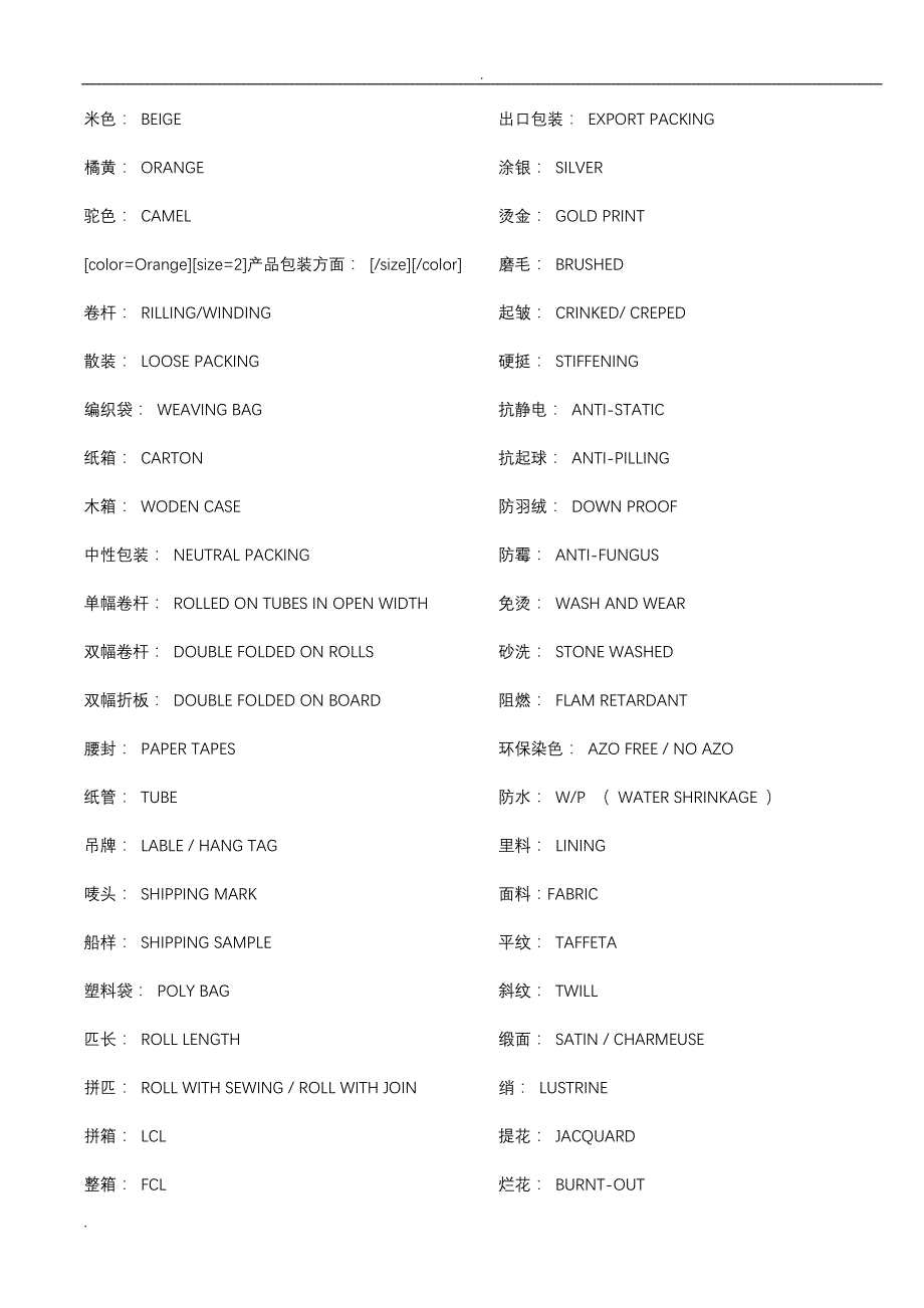 外贸英语服装行业面料专业术语纺织面料_第4页