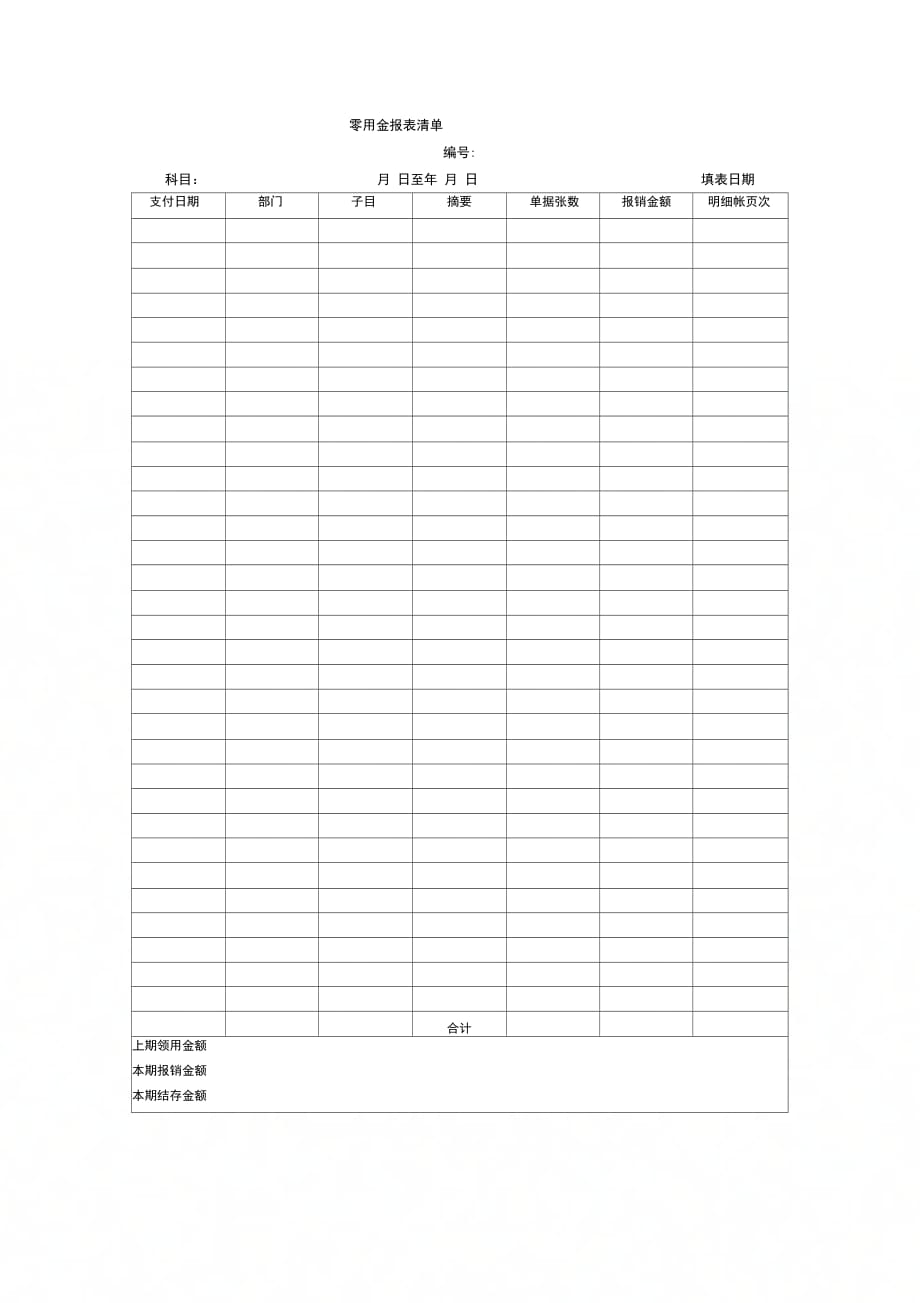 零用金报表清单_第1页