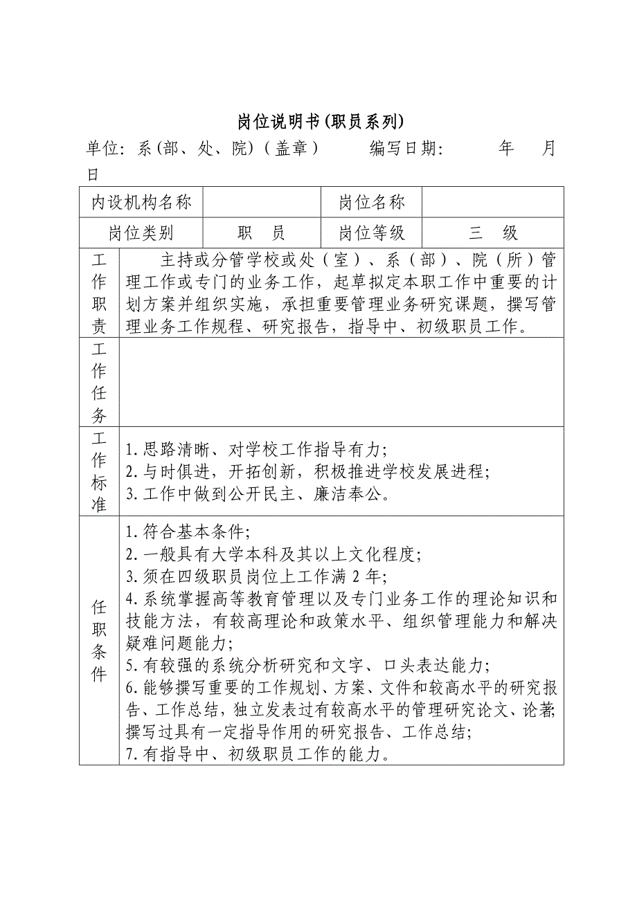 管理岗位、工勤技能岗位任职条件_第4页