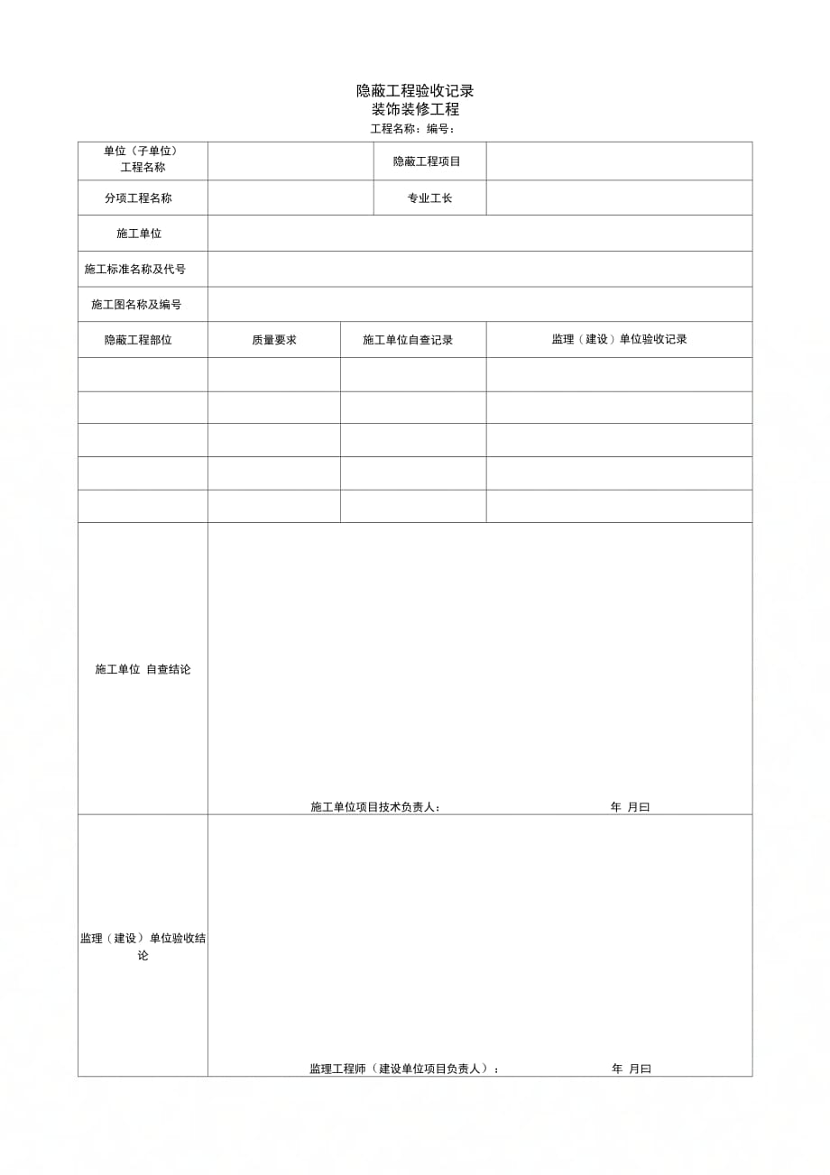 隐蔽工程验收记录装饰装修工程_第1页