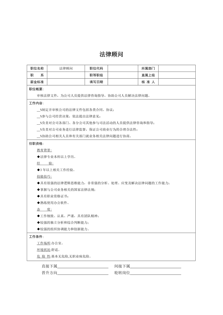 (2020年)（岗位职责）法律顾问的工作职责(doc 2页)_第1页