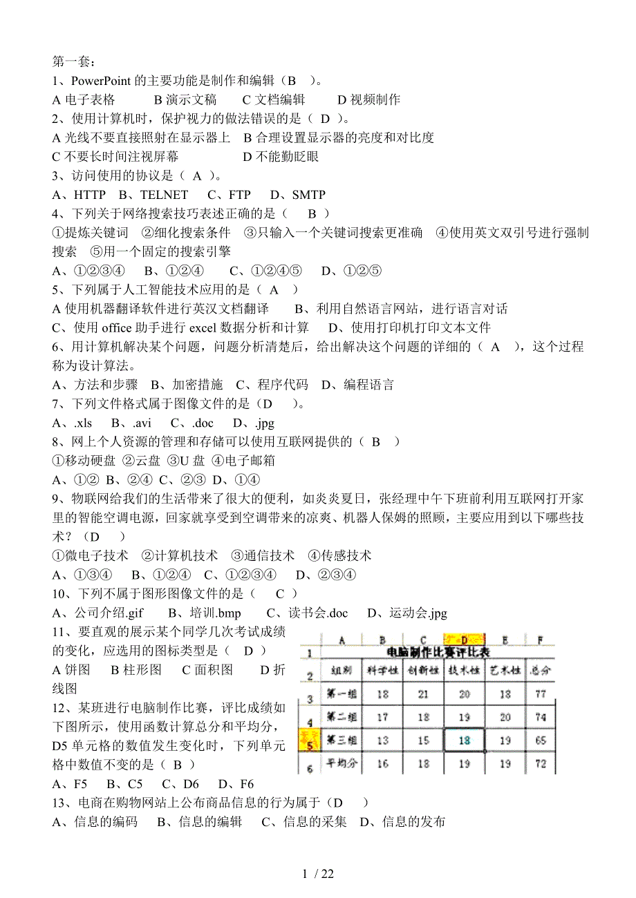 山东省高中信息技术学业水平考试2016年新增题目汇总_第1页