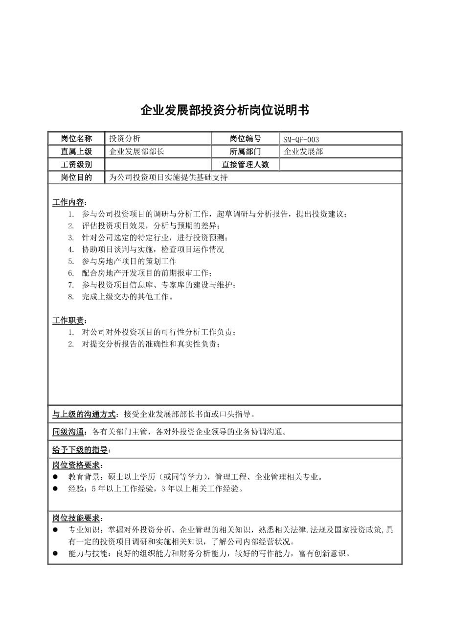 2020年（岗位职责）房地产行业员工岗位说明书(49个doc)6_第1页