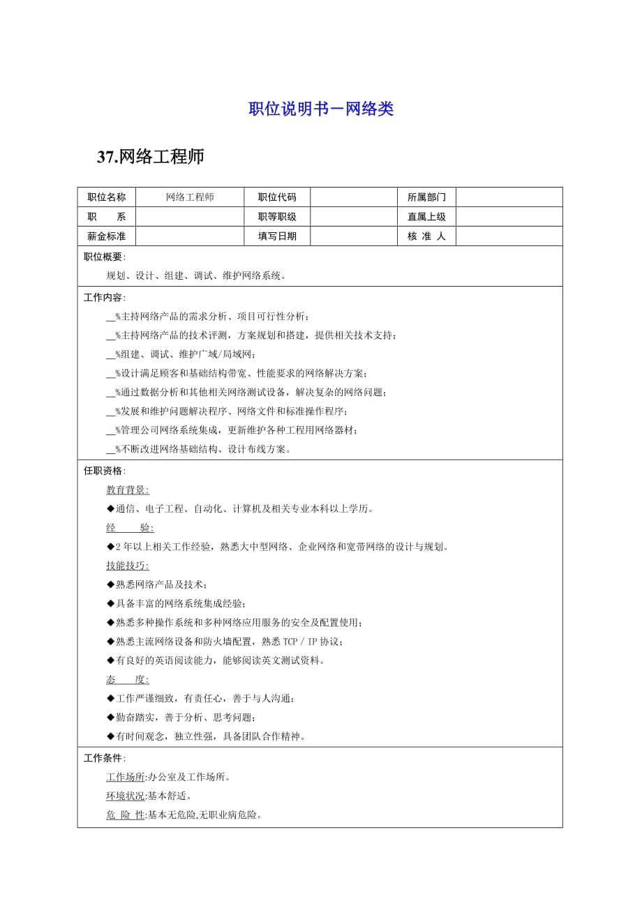 2020年（岗位职责）各大岗位职责说明书(1个ppt50个doc)44_第1页