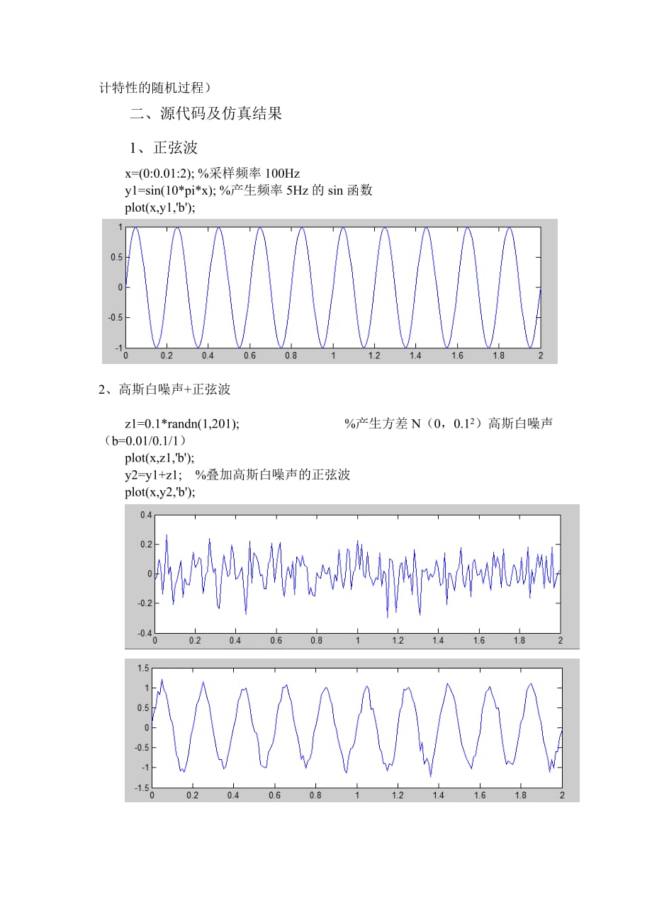 matlab 正弦波 高斯白噪声 均匀白噪声 功率谱密度 自相关函数.doc_第2页