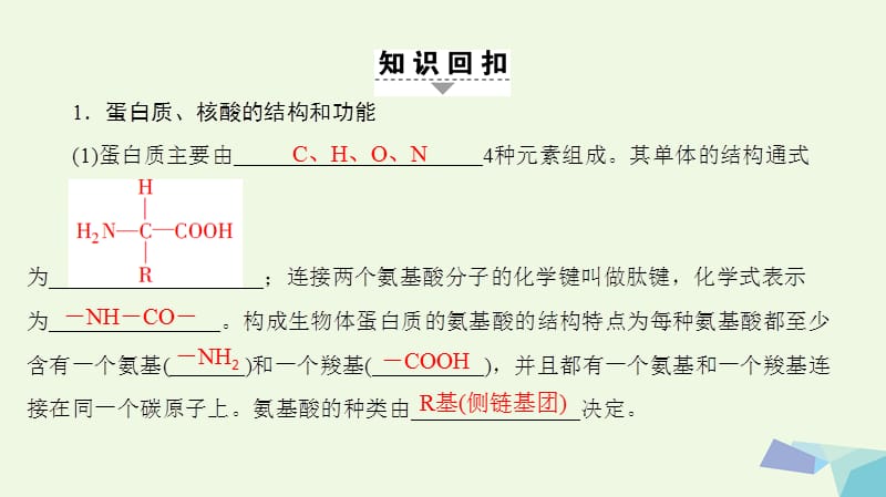 （通用版）高考生物二轮复习第2部分专项体能突破专项3回扣1细胞的分子组成课件_第2页