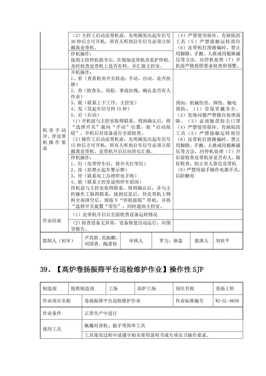 （岗位职责）高炉卷扬岗位操作性SJP卡(安全工作程序)_第5页