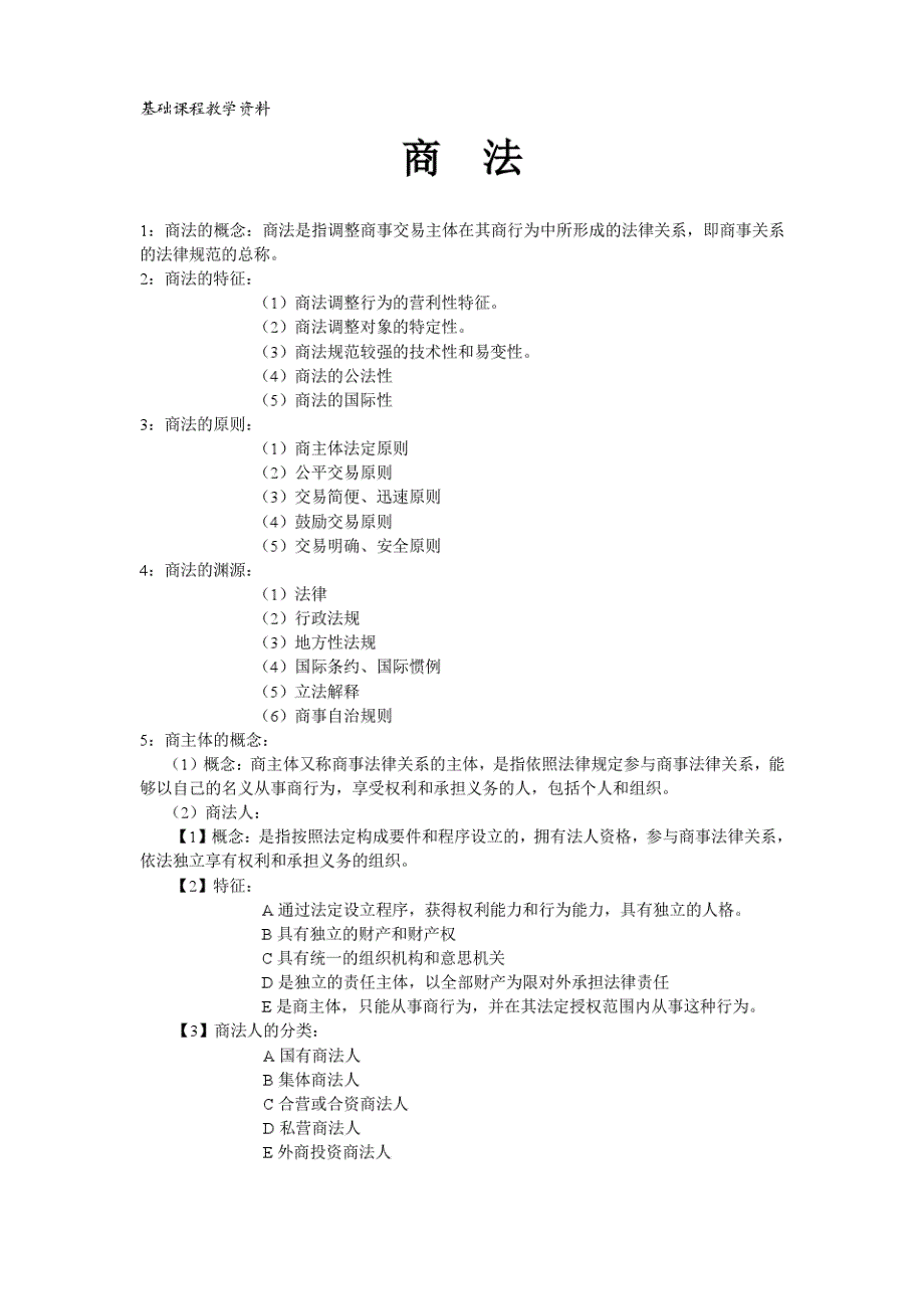 最新商法学复习资料_第1页