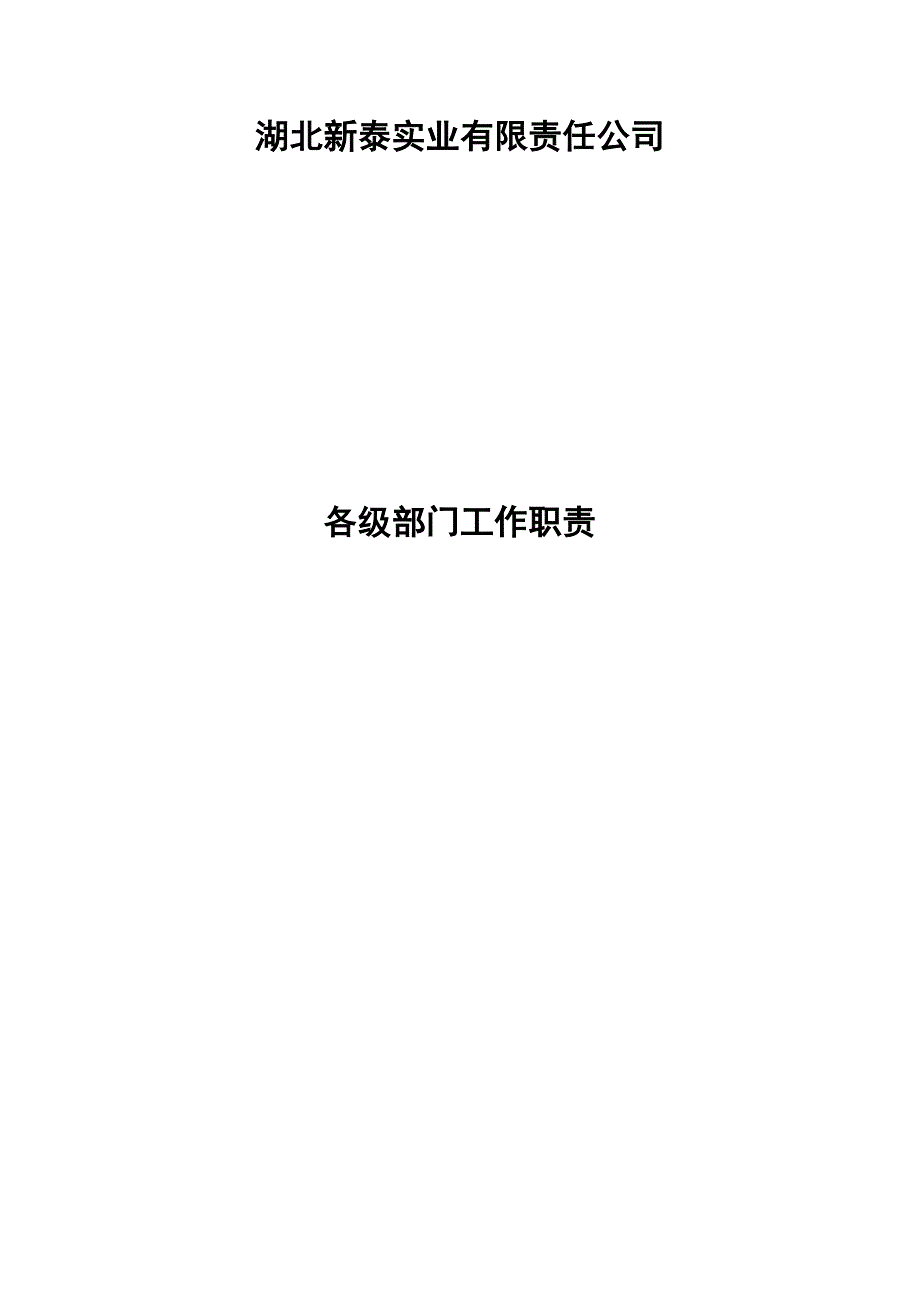 2020年（岗位职责）湖北某实业公司各部门岗位职责(doc 29页)_第1页