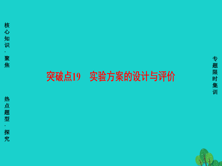 （通用版）高三化学二轮复习第1部分专题4化学实验突破点19实验的设计与评价课件_第1页