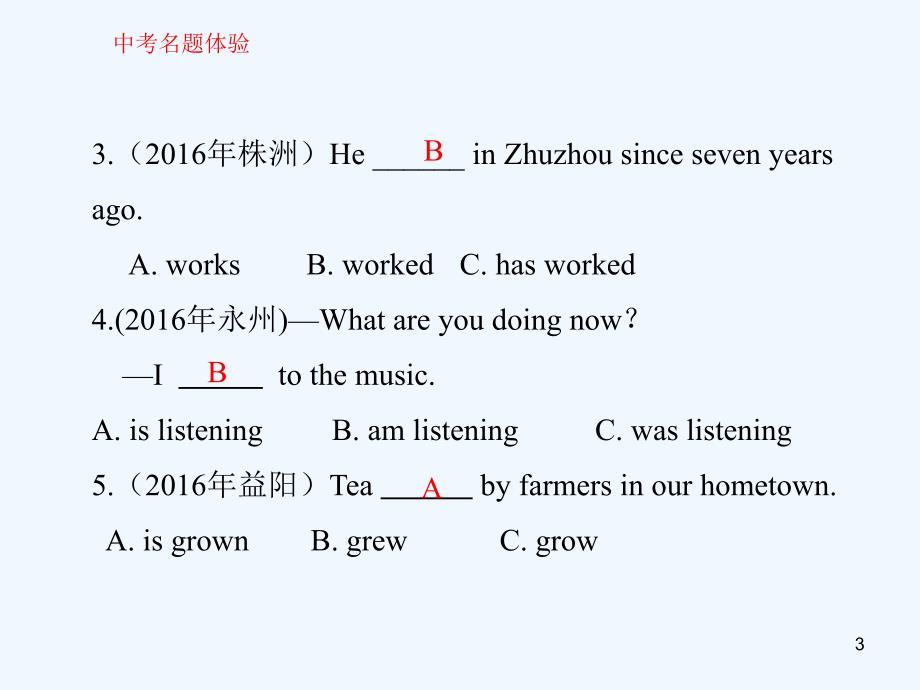 （湖南地区）中考英语复习语法专项突破篇专题十动词的时态和被动语态课件_第3页