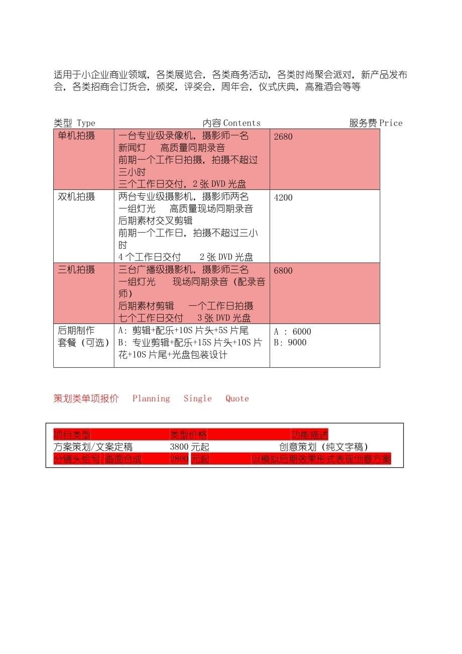 企业宣传片房地产广告报价表_第5页