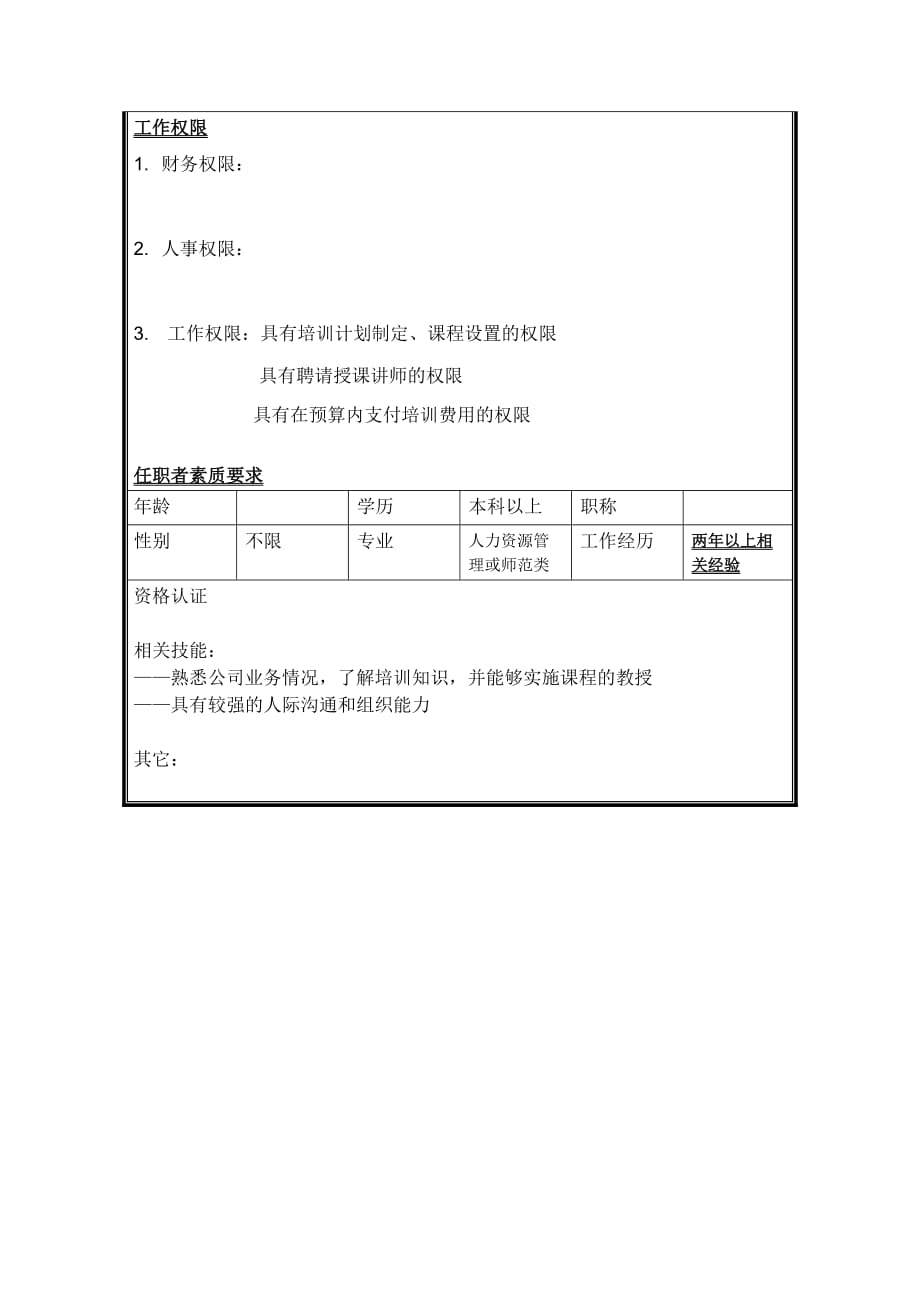 2020年（岗位职责）人力资源部培训中心主任岗位职责(doc 2页)_第2页