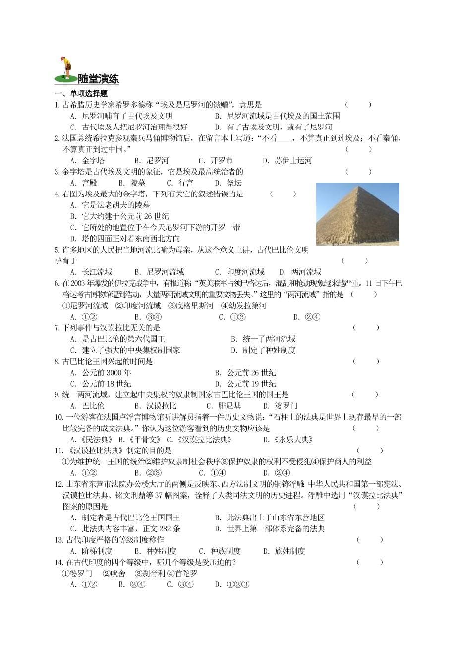 九年级历史上下册全套导学案川教版_第5页