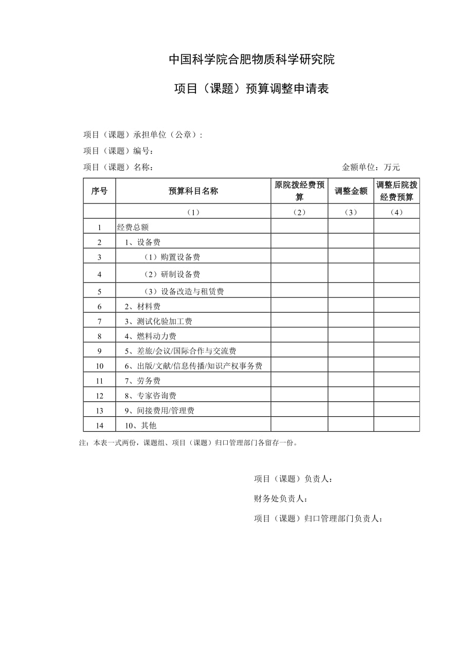 课题预算调整申请（备案）表_第1页