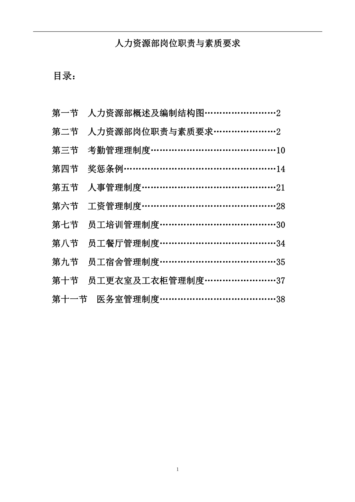 2020年（岗位职责）人力资源部岗位职责与素质要求(doc 39页)_第1页