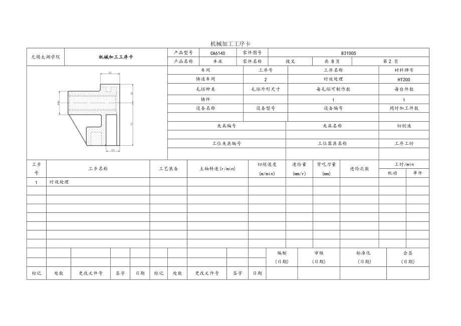 831005拨叉机械加工工序卡_第2页