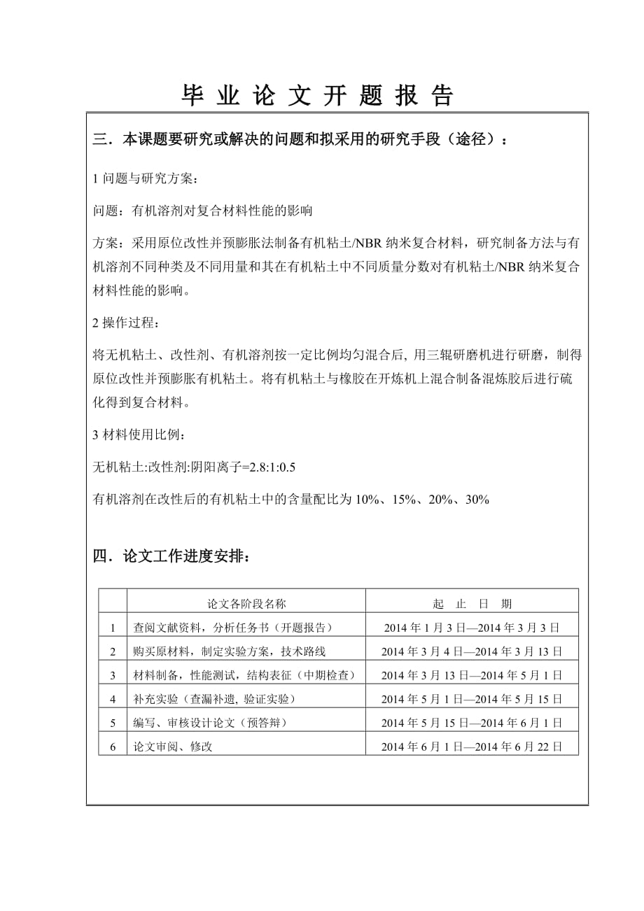 原位复配改性并预膨胀法制备粘土NBR纳米复合材料结构与性能研究 开题报告_第4页