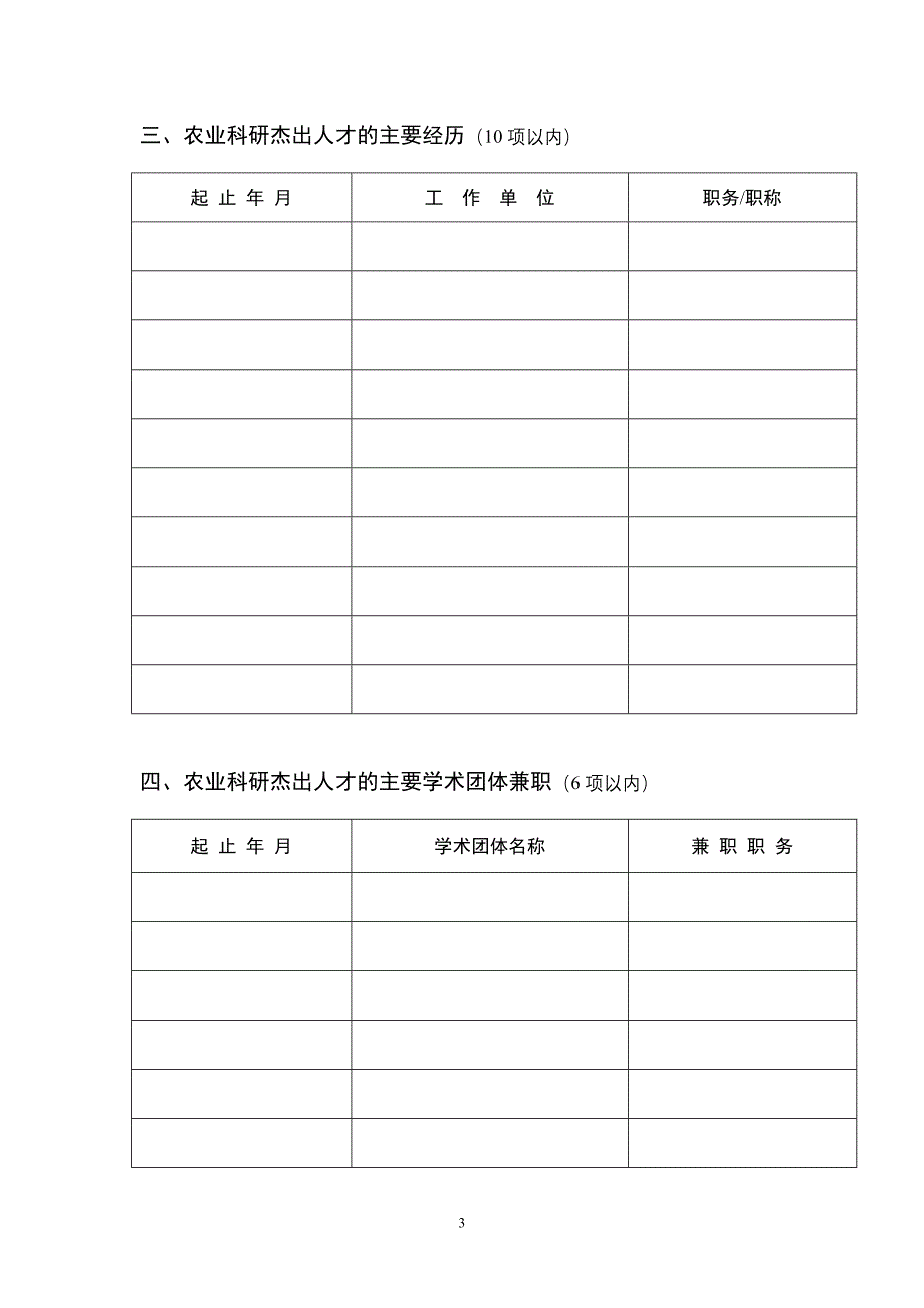 2020年（工作计划）XXXX年农业科研杰出人才及其创新团队有关信息和培养工作计划(格式)_第3页