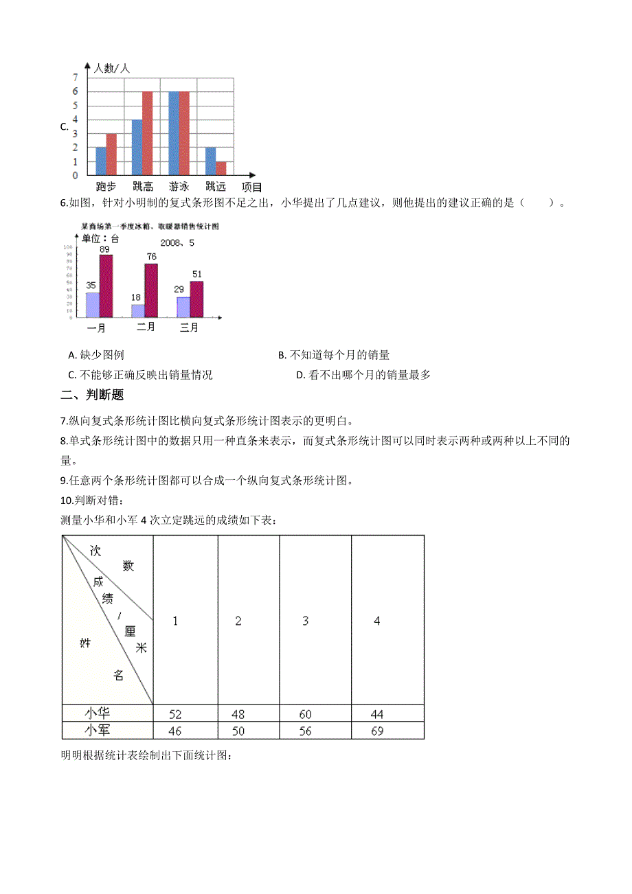 北师大版数学五年级下册《复式条形统计图》试题 (4)_第3页