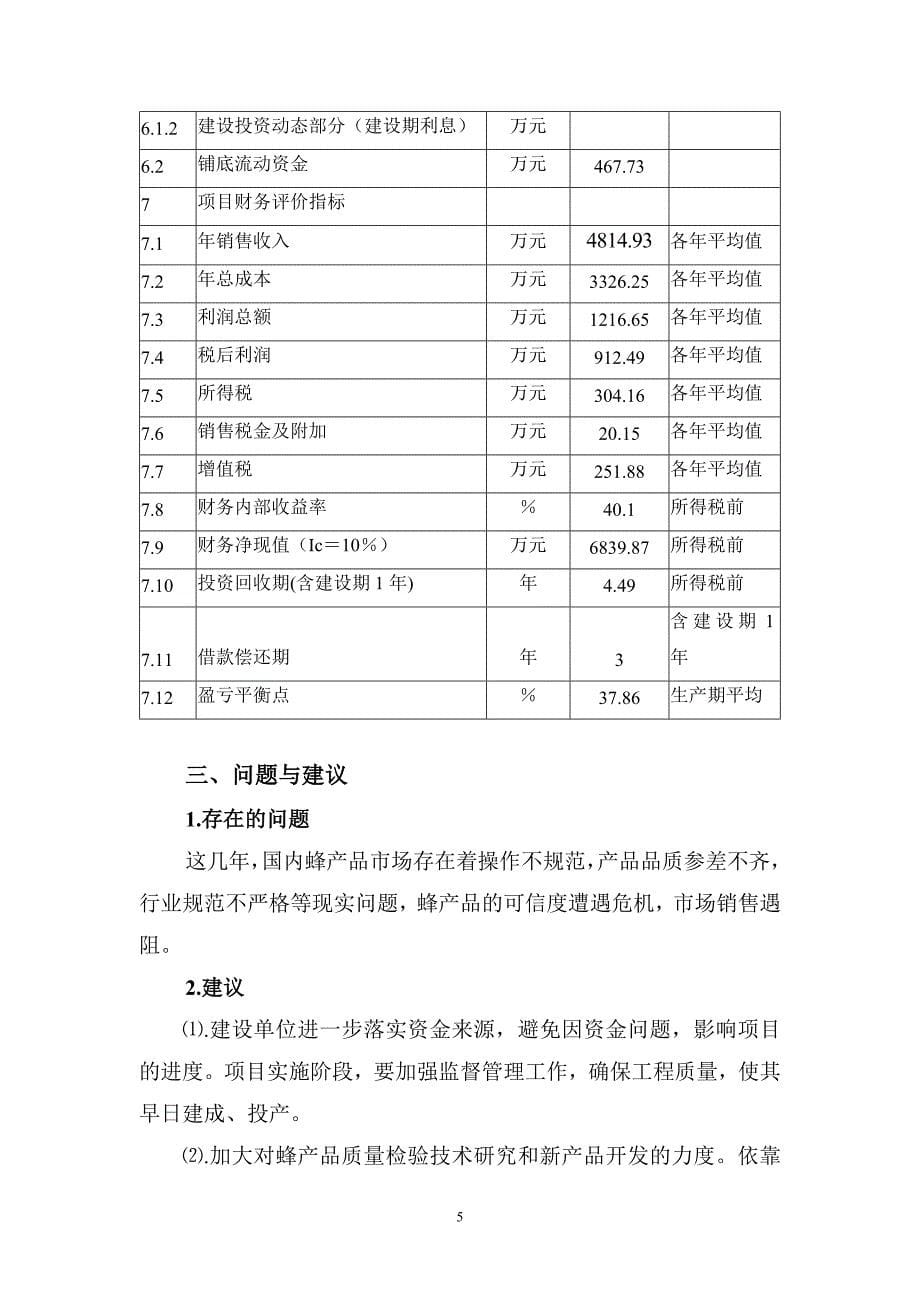 《蜂产品精深加工建设项目可行性研究报告》-公开DOC·毕业论文_第5页