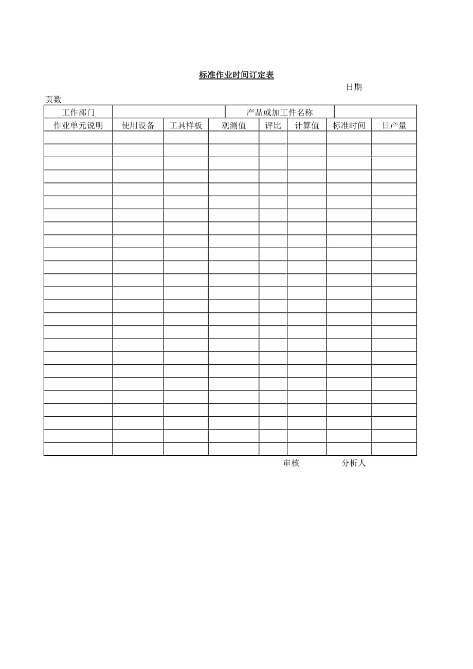 《精编》标准作业时间与工作分析表汇总39_第1页